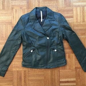 Truth and Pride Green Genuine Leather Moto Jacket